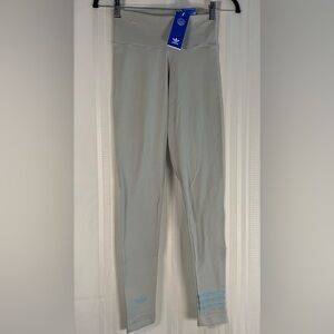 Adidas Originals Grey Trefoil 3-Stripe High-Waisted Leggings Size X-Small
